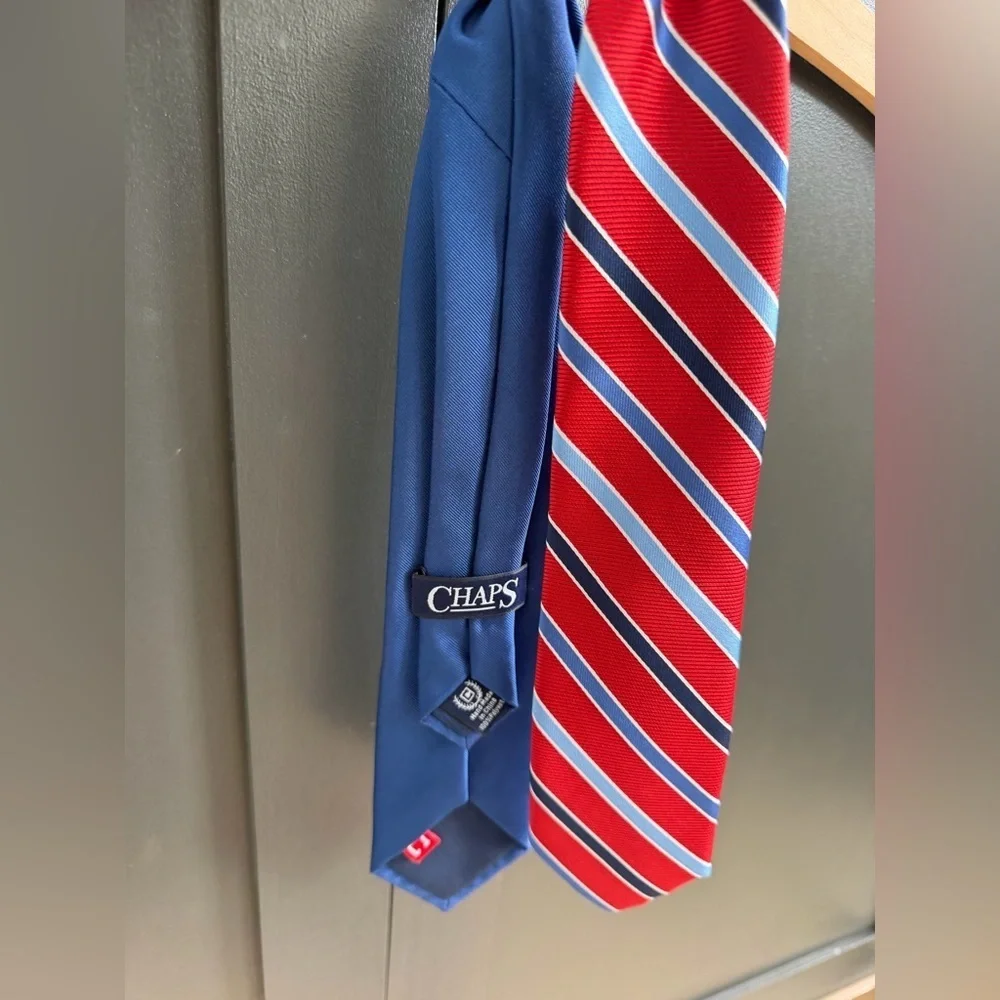 Chaps | set of 2 Ties | Res Stripe and solid clip on | NWT